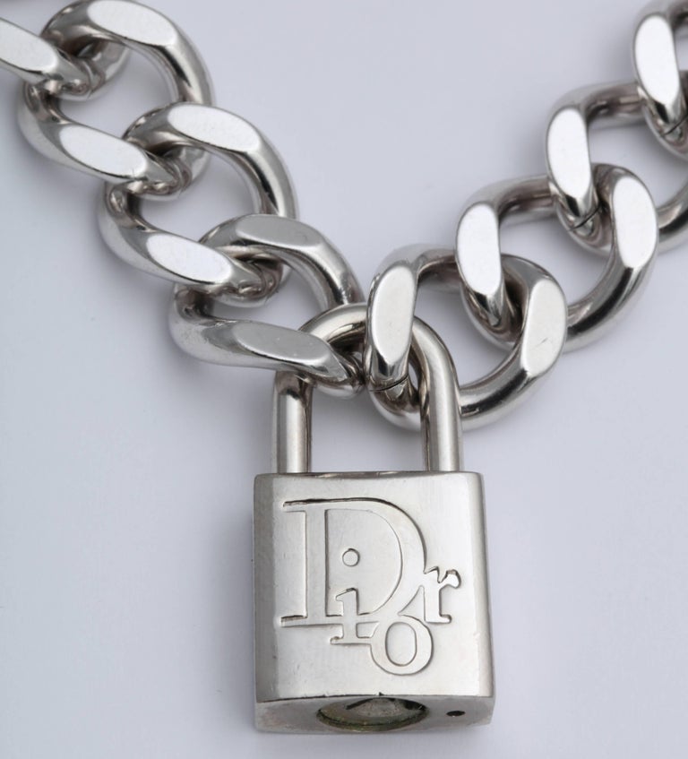 Christian Dior Silver Padlock Necklace with Logo at 1stDibs 2018 dior