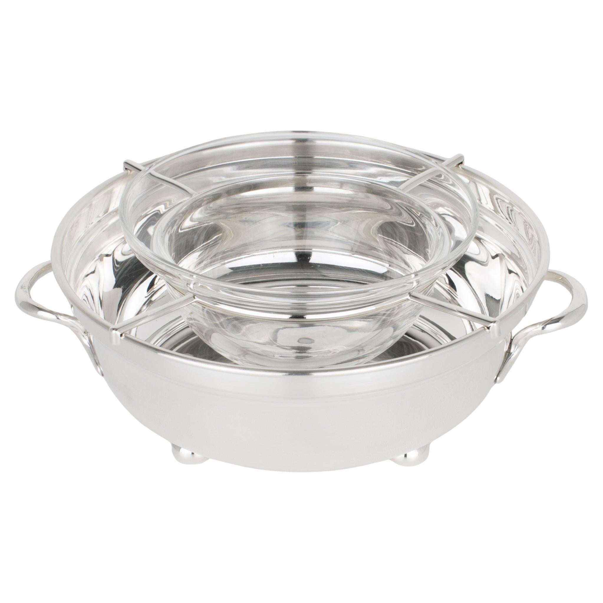 Christian Dior, piatto d
argento e ciotola di caviale in cristallo, circa 1980