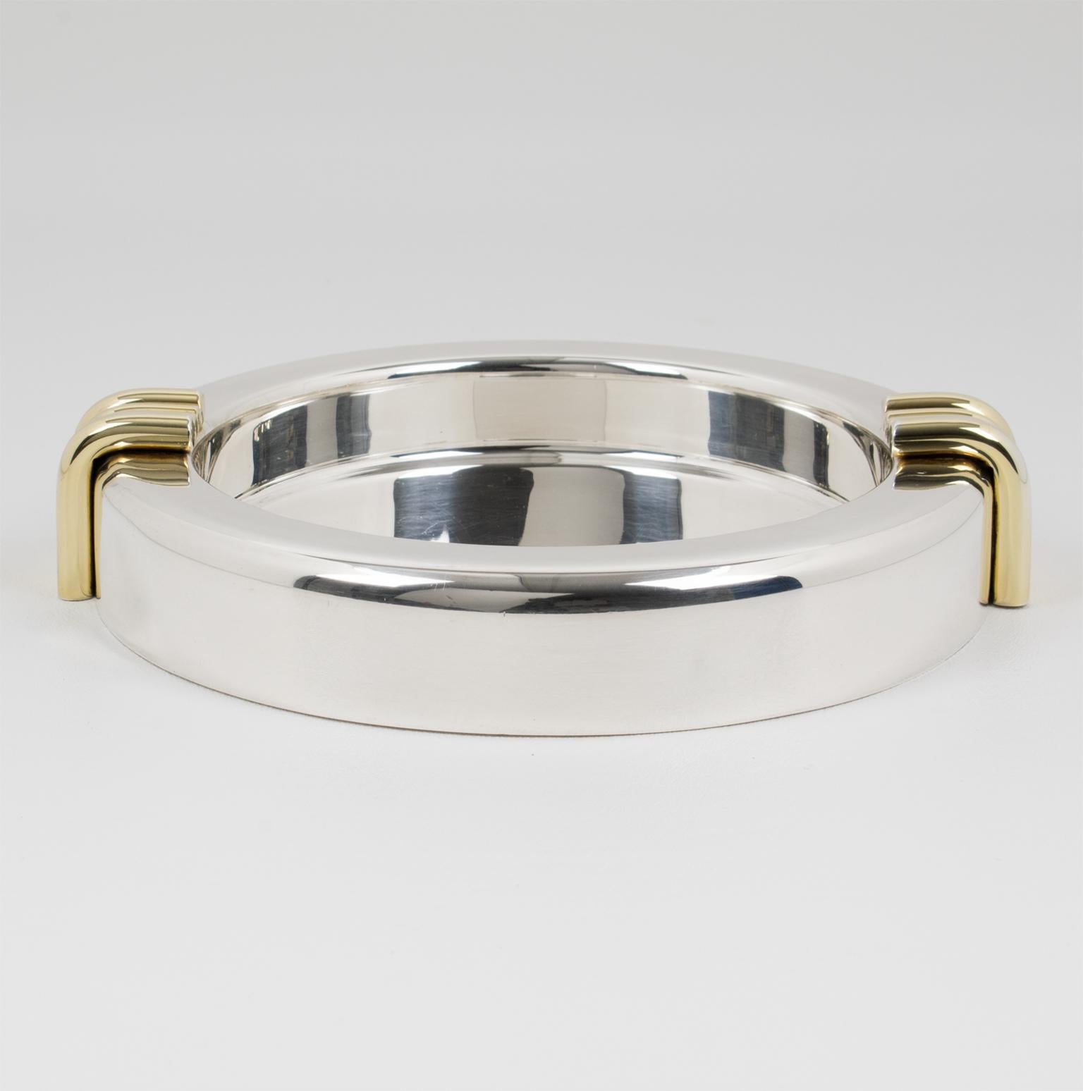Français Christian Dior Silver Plate and Gold Plate Cigar Ashtray Vide Poche Catchall en vente
