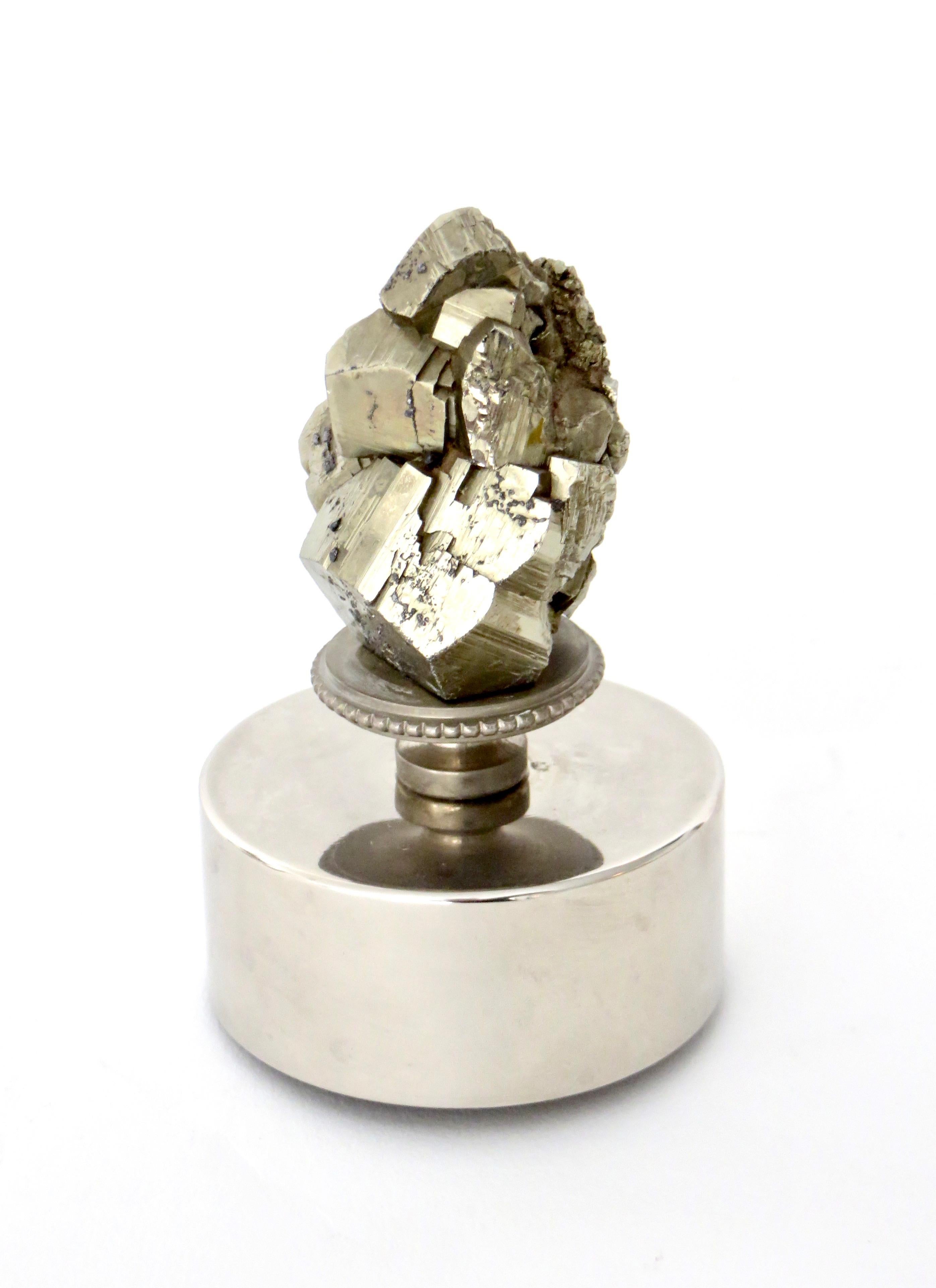 Mid-20th Century Christian Dior Silver Plate Carafe Stopper Natural Pyrite Specimen Decoration