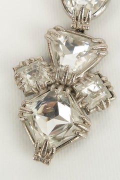 Christian Dior Silver Plated Metal Brooch with Imposing Rhinestones