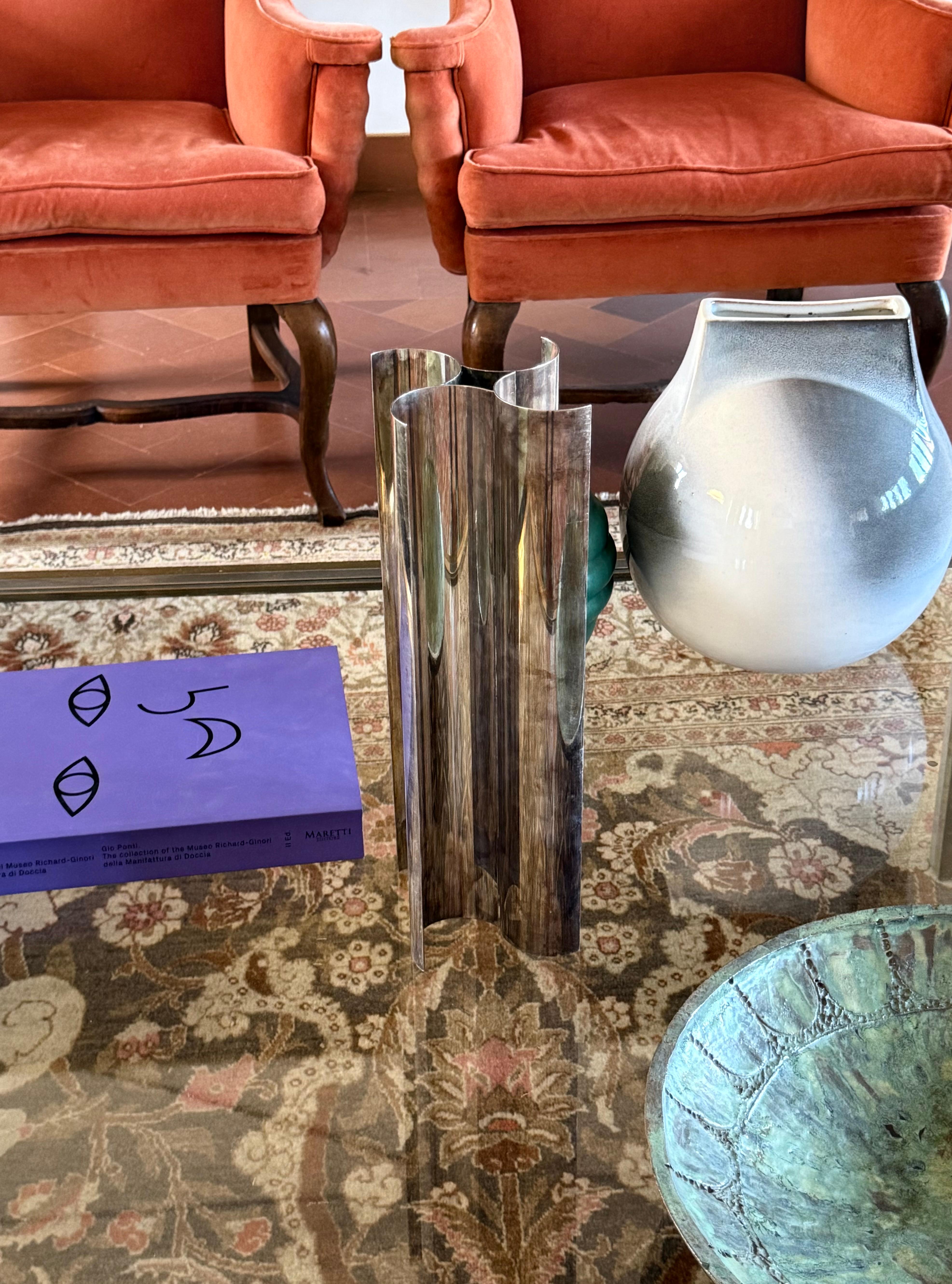 Christian Dior, Silver-plated solifleur sculptural vase, Dior France 1980s In condizioni ottime in vendita a Firenze, IT