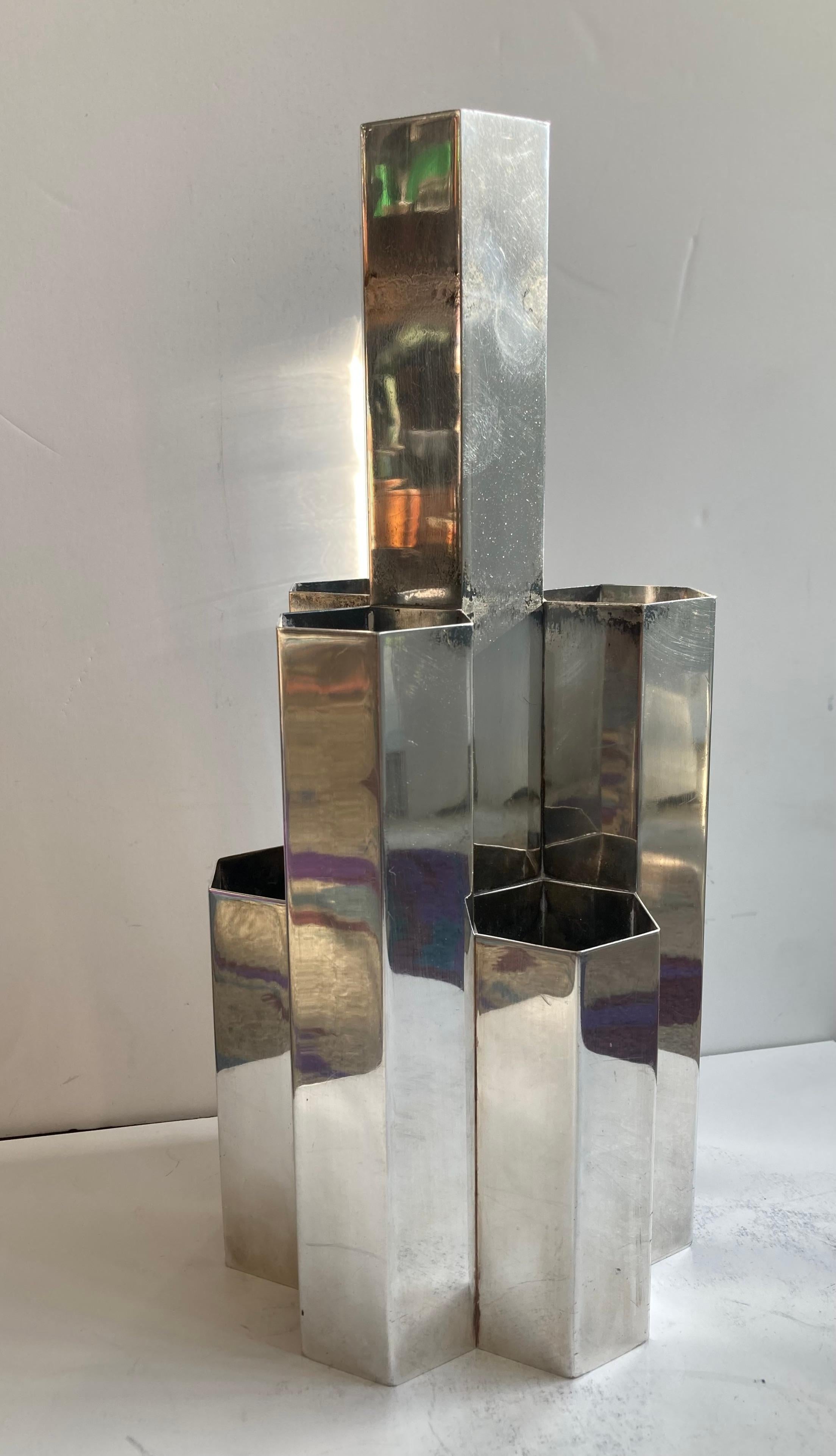 Christian Dior, vase/vase très rare en métal argenté, marqué  en vente 3