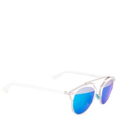 CHRISTIAN DIOR silver SO REAL Sunglasses mirrored blue Lenses I187R