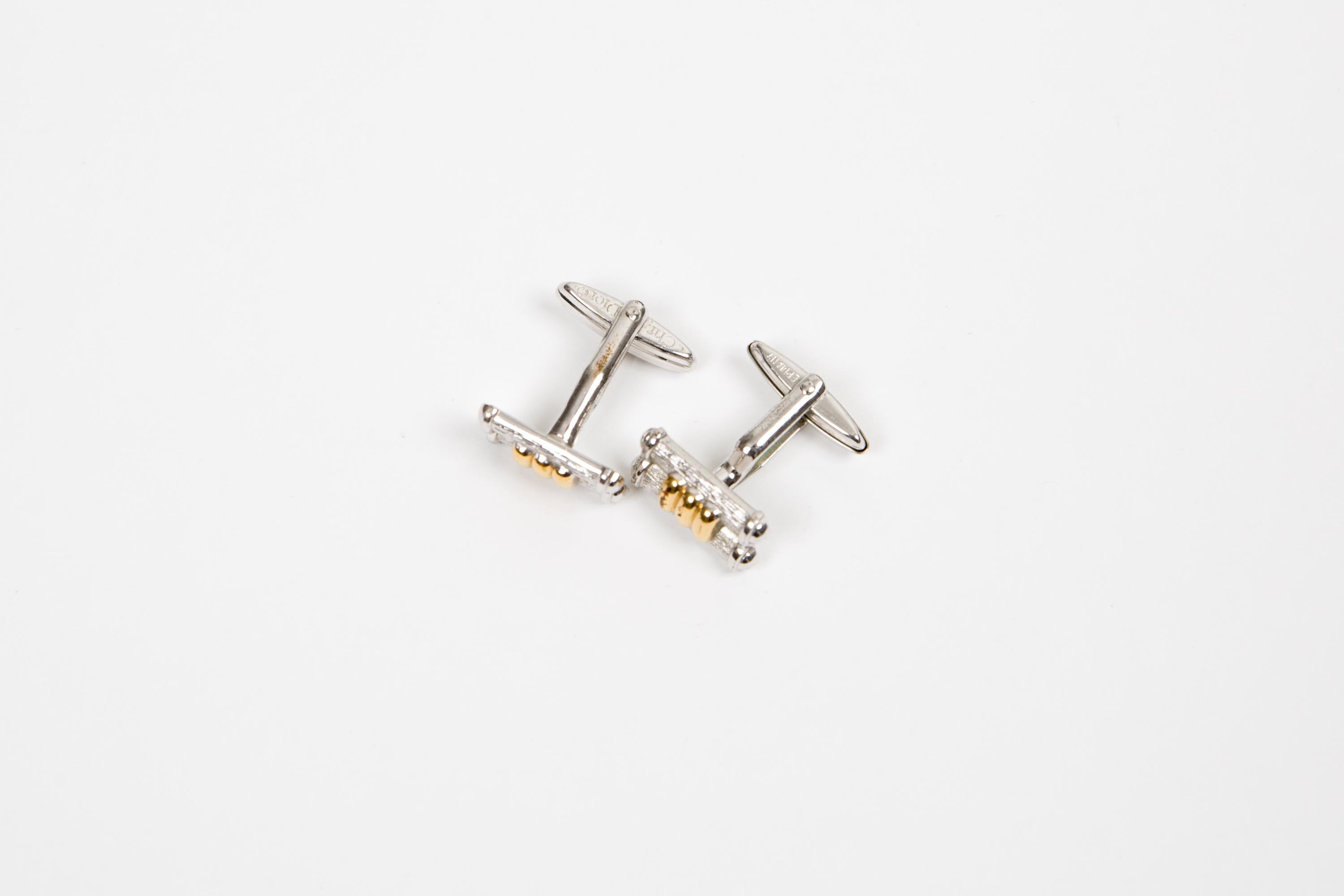 Boutons de manchette Christian Dior Silver Tone Pour hommes en vente