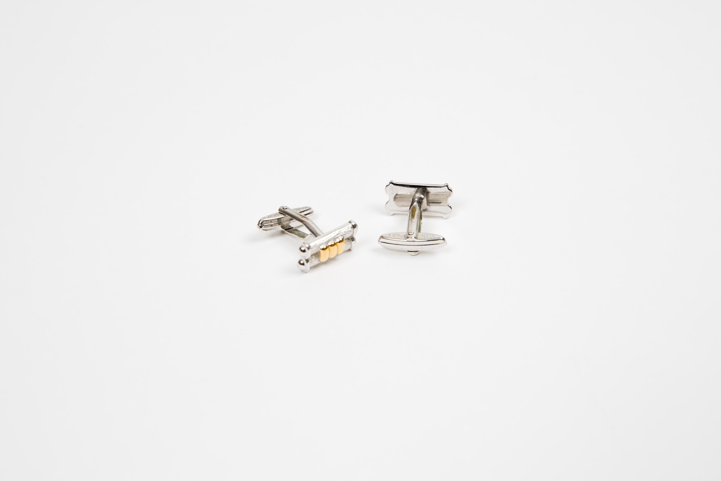 Boutons de manchette Christian Dior Silver Tone en vente 1