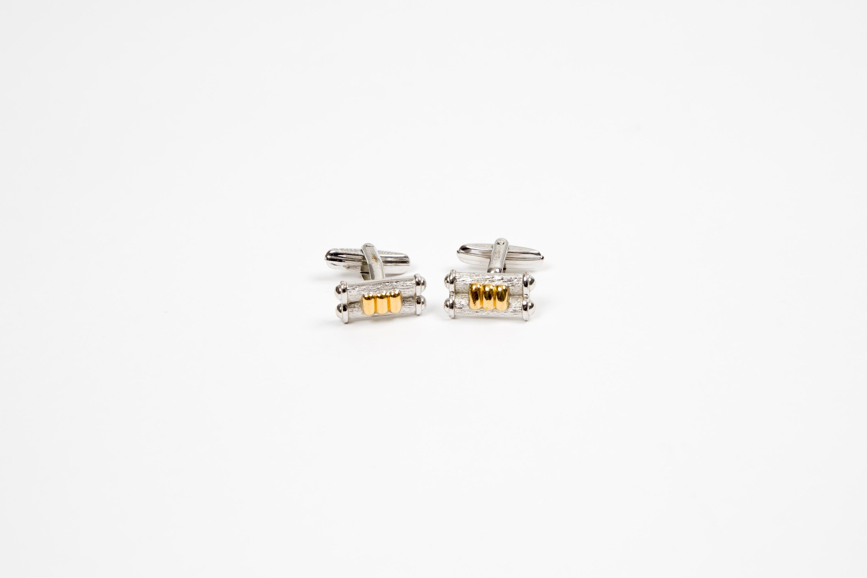 Boutons de manchette Christian Dior Silver Tone en vente 2