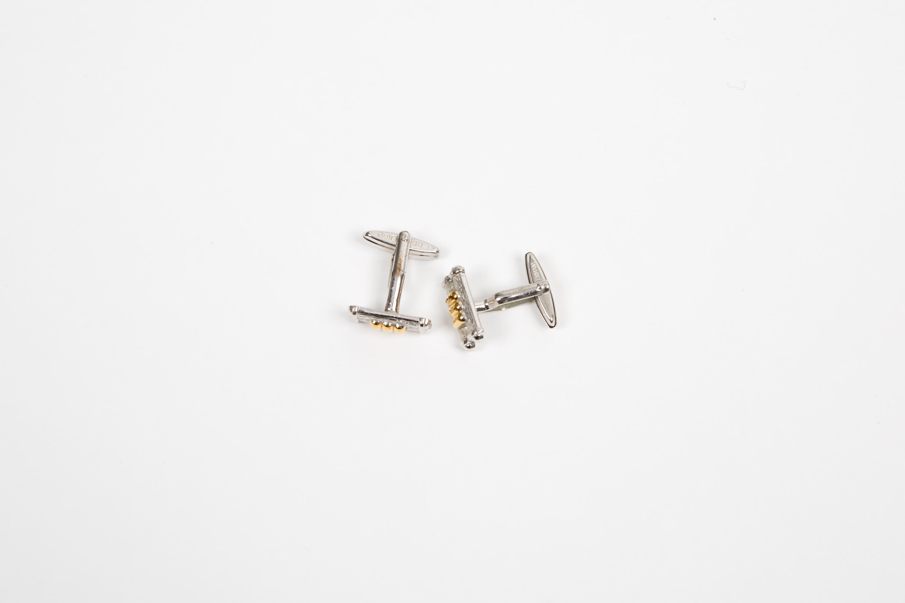 Boutons de manchette Christian Dior Silver Tone en vente 3