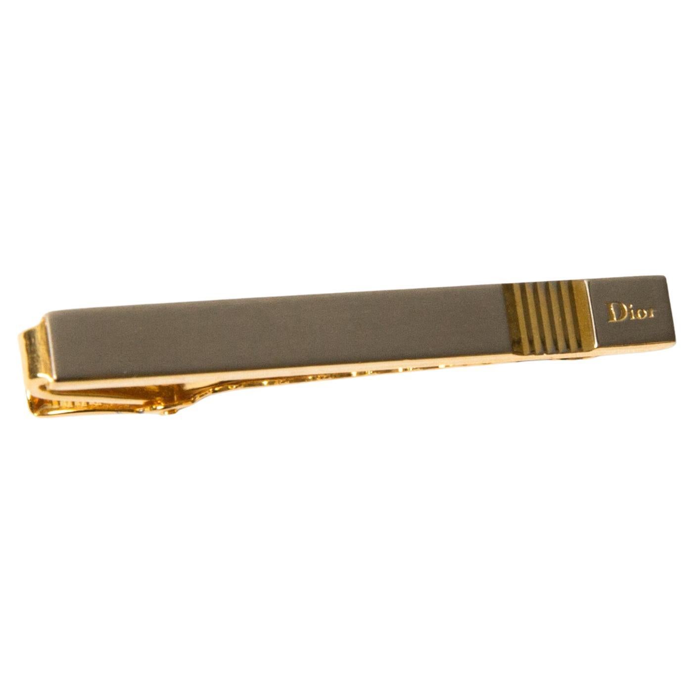 Christian Dior Silver Tone Logo Link Tie Link