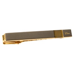 Christian Dior Silver Tone Logo Tie Link