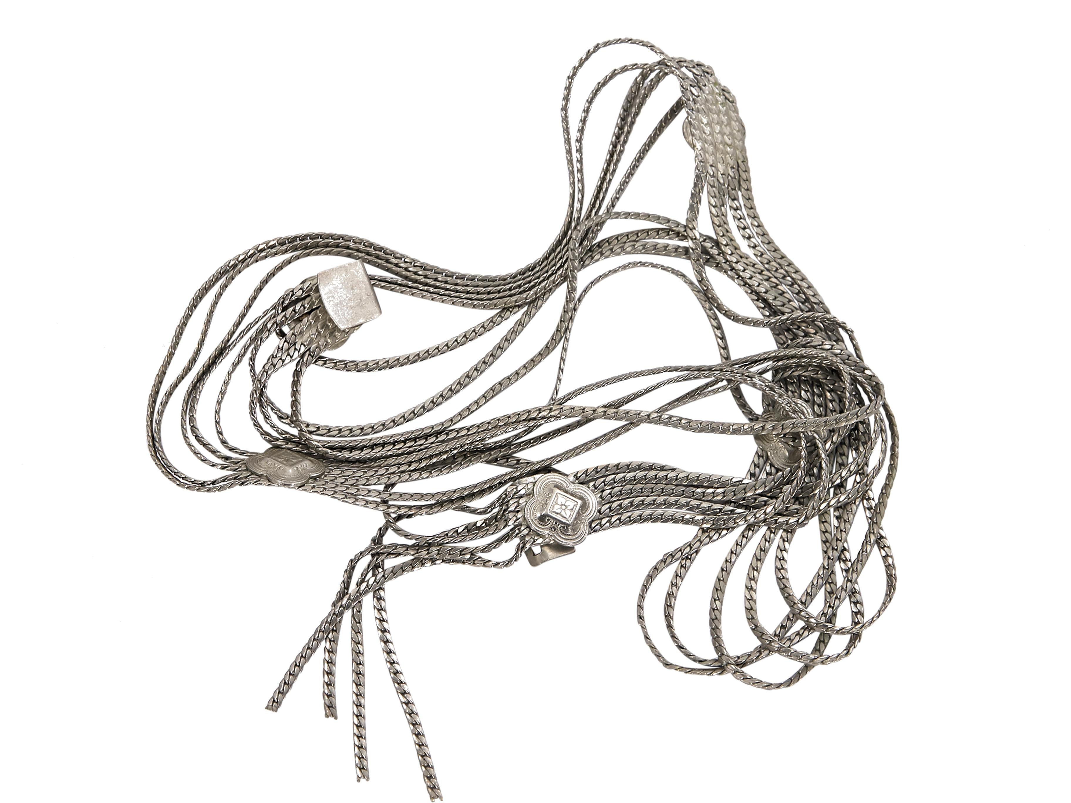 Gray Christian Dior Silvertone Multi-Chain Belt