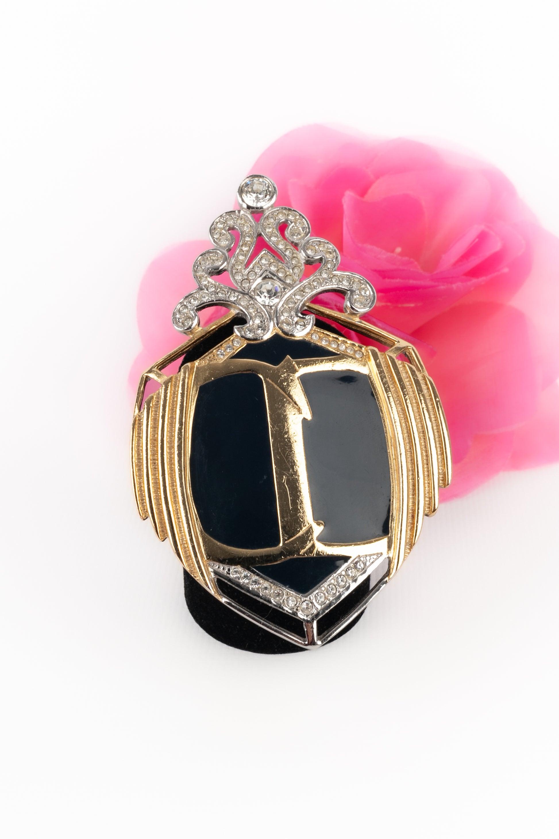 Christian Dior Silvery and Golden Metal Brooch For Sale 4