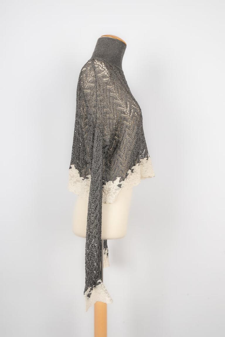 Women's Christian Dior Silvery and Grey Lurex Mesh Top