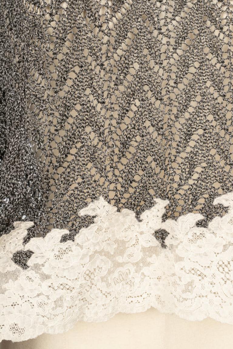 Christian Dior Silvery and Grey Lurex Mesh Top 2