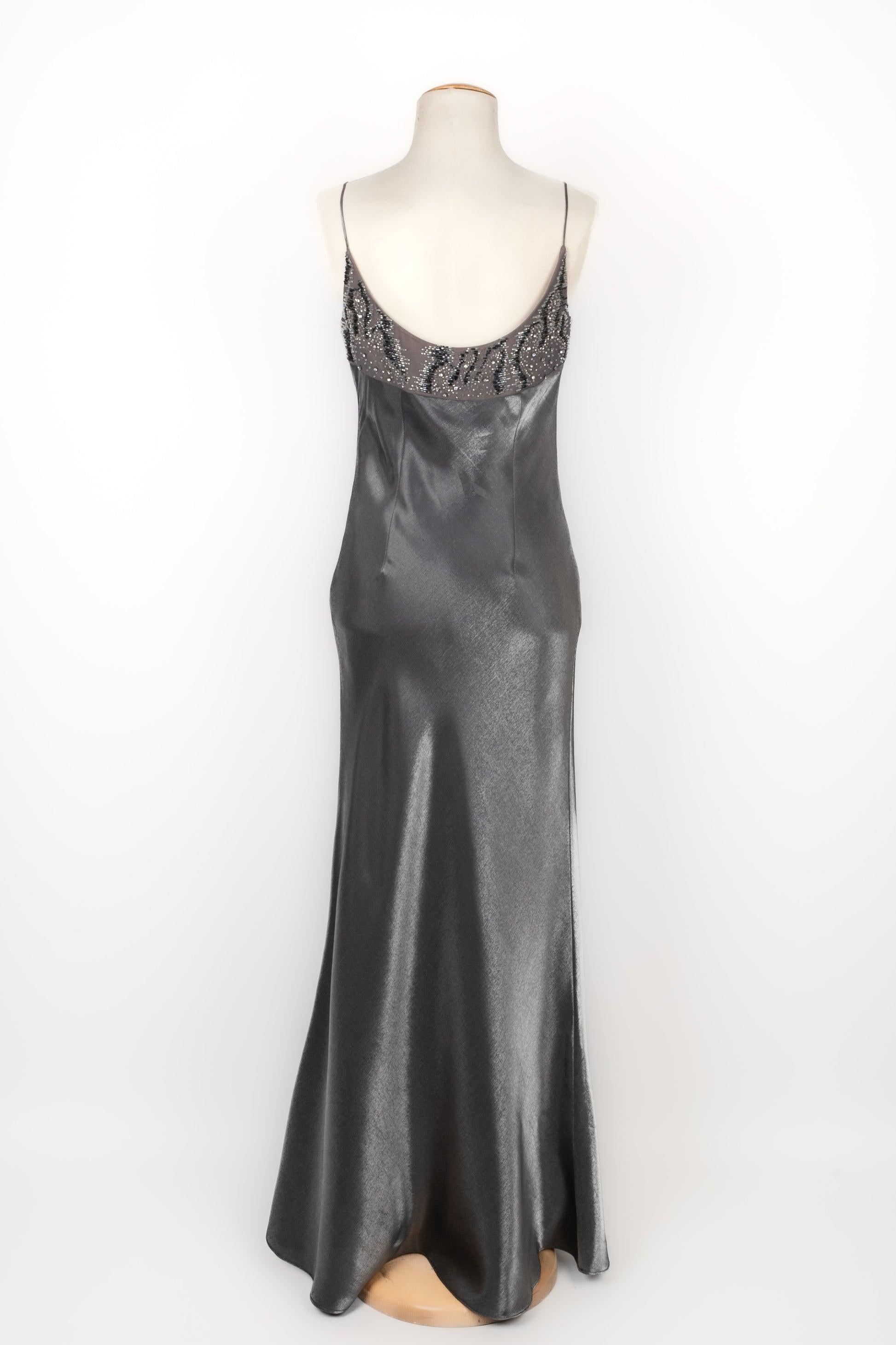 Gray Christian Dior Silvery Grey Satin Dress For Sale
