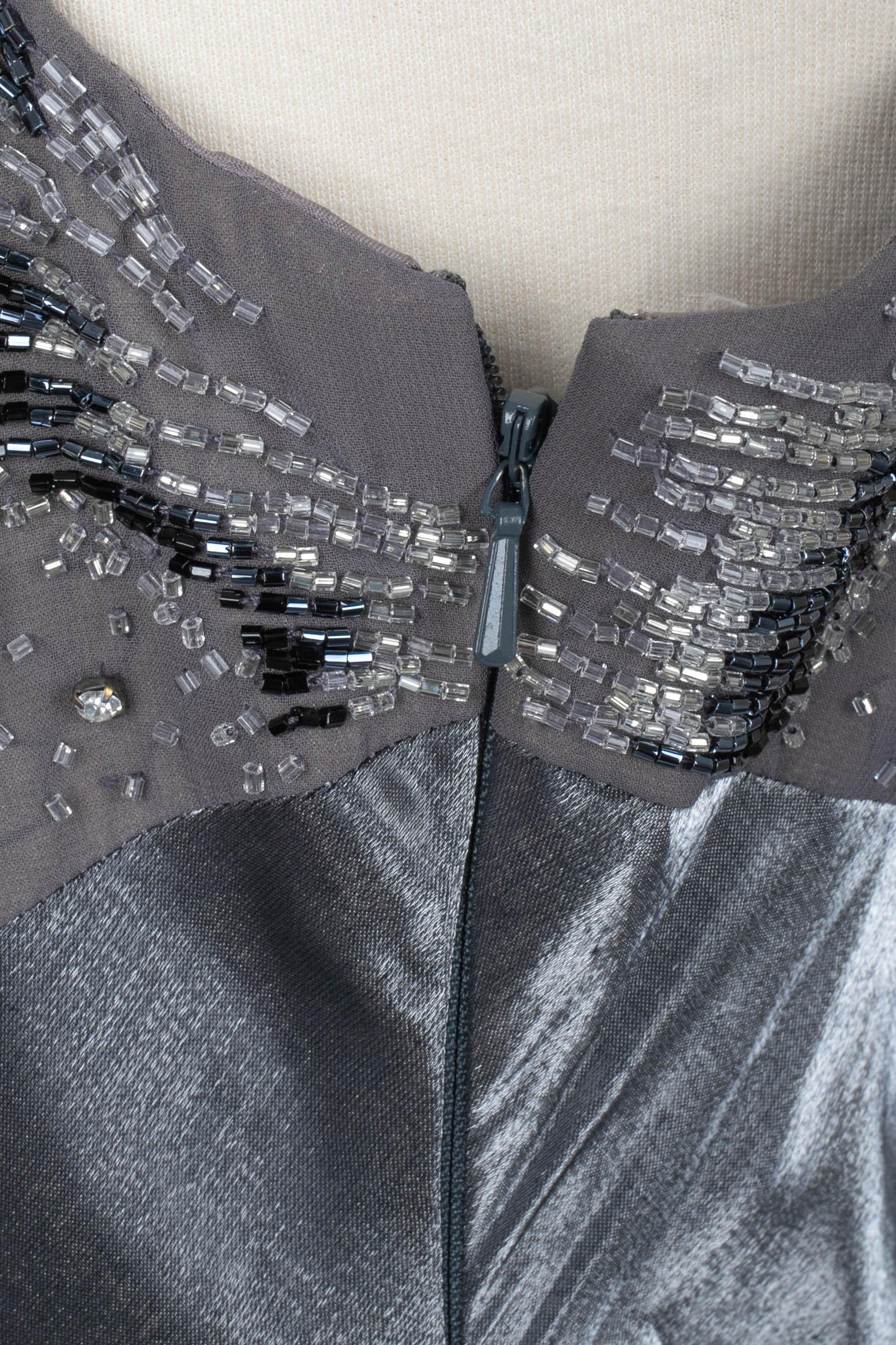 Christian Dior Silvery Grey Satin Dress For Sale 2
