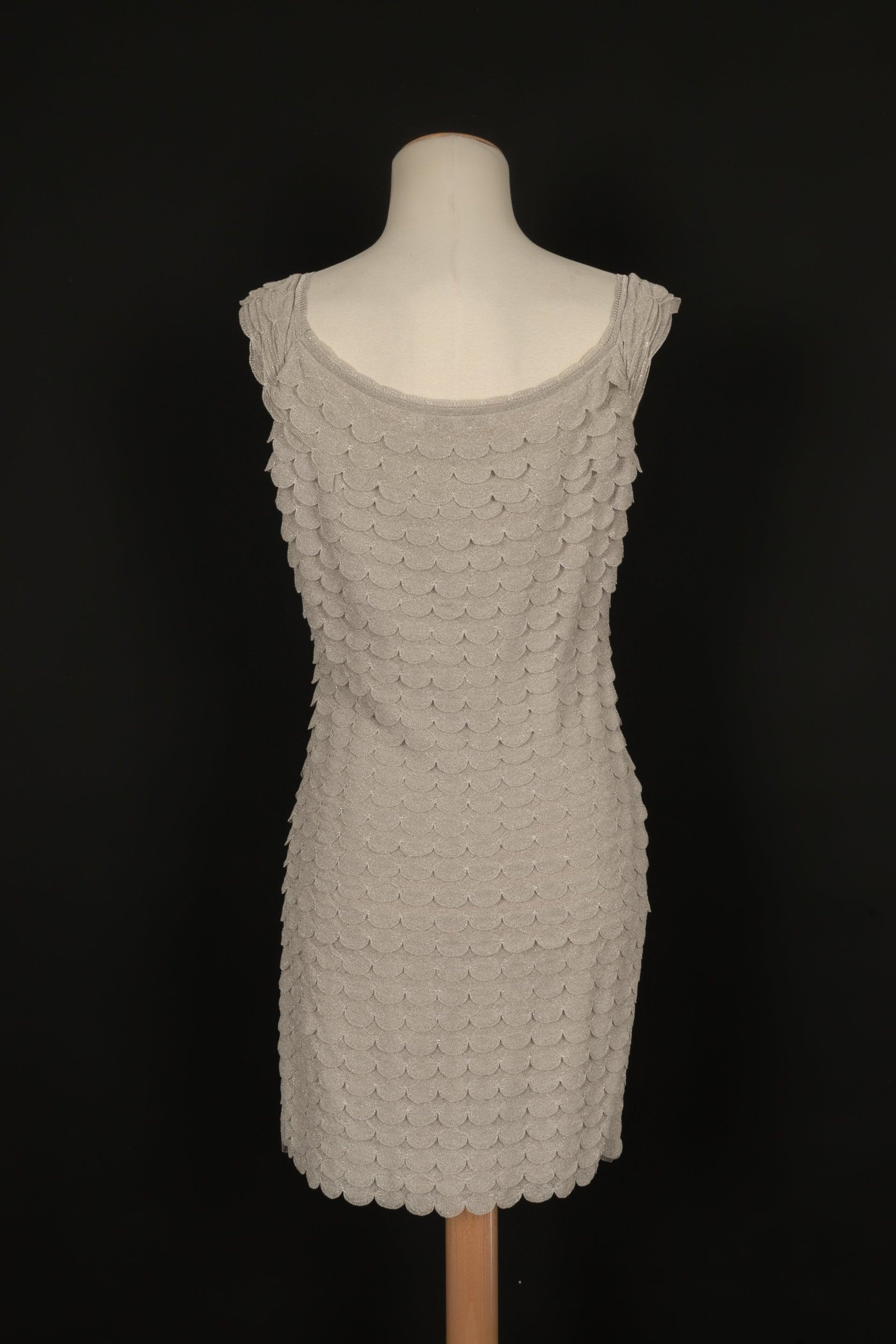 Christian Dior Silbernes ärmelloses Kurzes Kleid aus Lurex- Yarn (Braun) im Angebot
