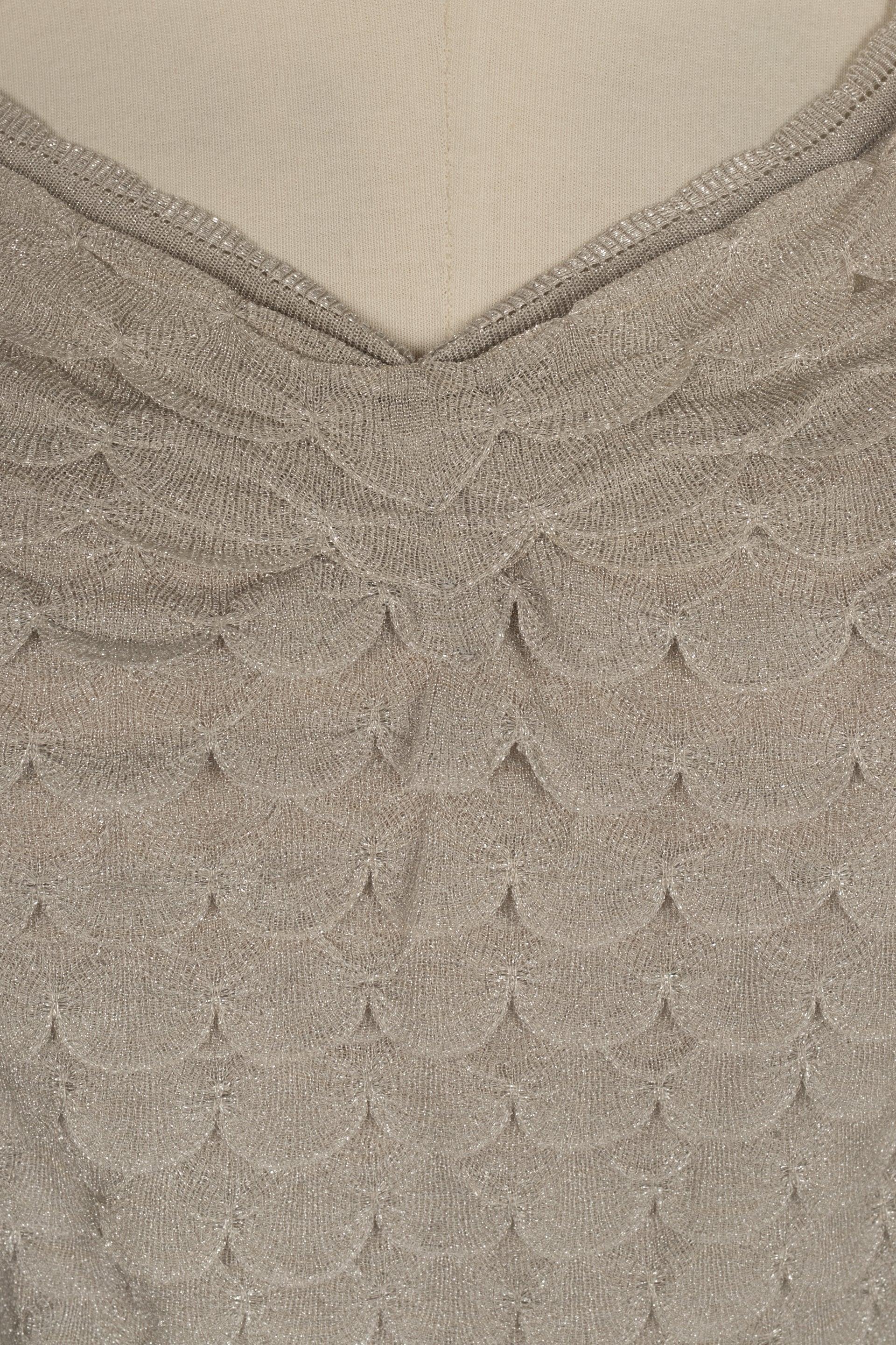 Christian Dior Silbernes ärmelloses Kurzes Kleid aus Lurex- Yarn Damen im Angebot