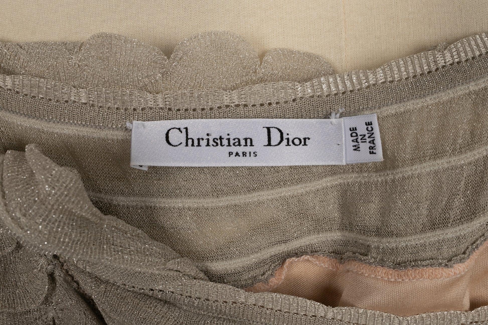Christian Dior Silbernes ärmelloses Kurzes Kleid aus Lurex- Yarn im Angebot 1