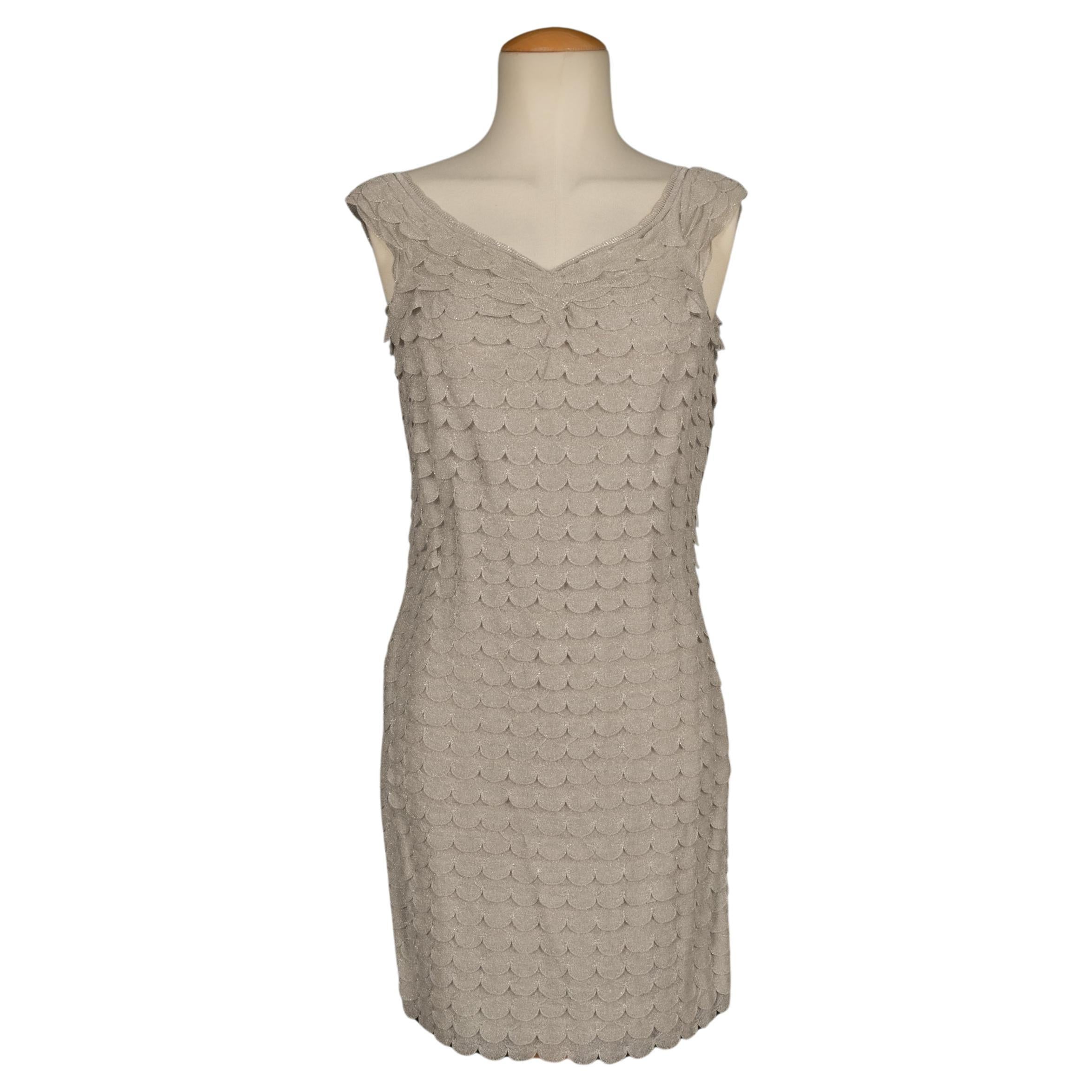 Christian Dior Silbernes ärmelloses Kurzes Kleid aus Lurex- Yarn im Angebot