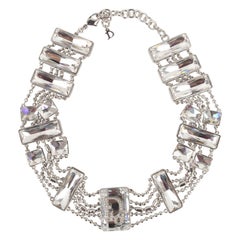 Christian Dior Silvery Metal and Rhinestone Choker