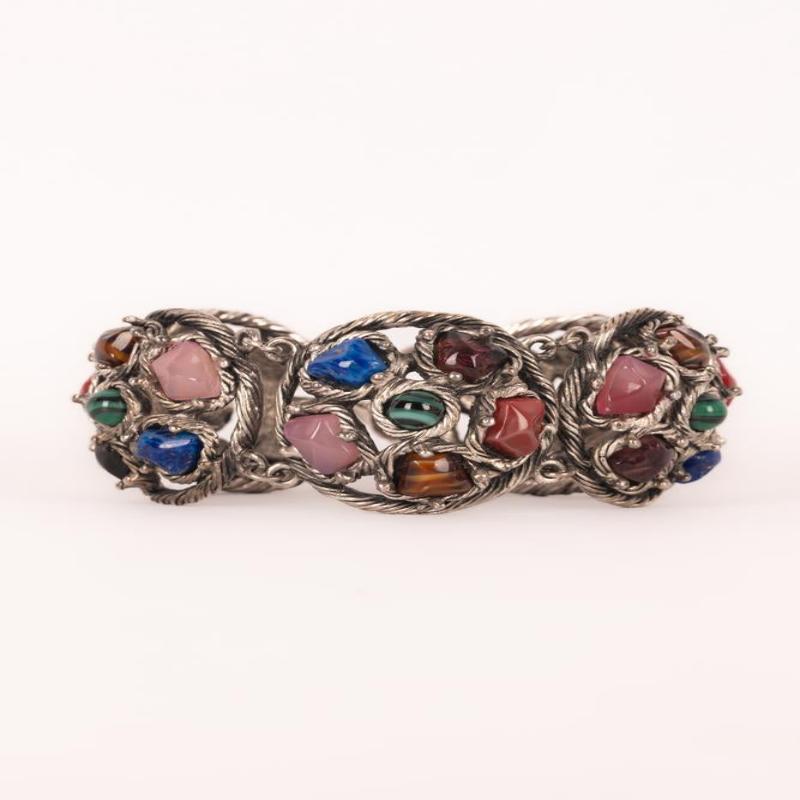 Christian Dior Silvery Metal Bracelet, 1990 In Excellent Condition For Sale In SAINT-OUEN-SUR-SEINE, FR