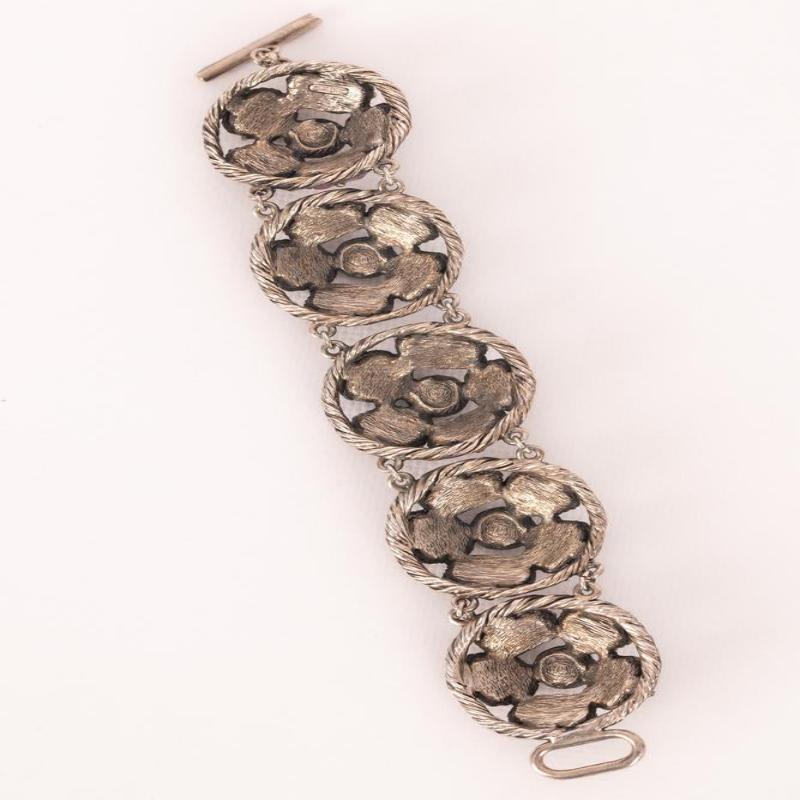 Christian Dior Silvery Metal Bracelet, 1990 For Sale 3