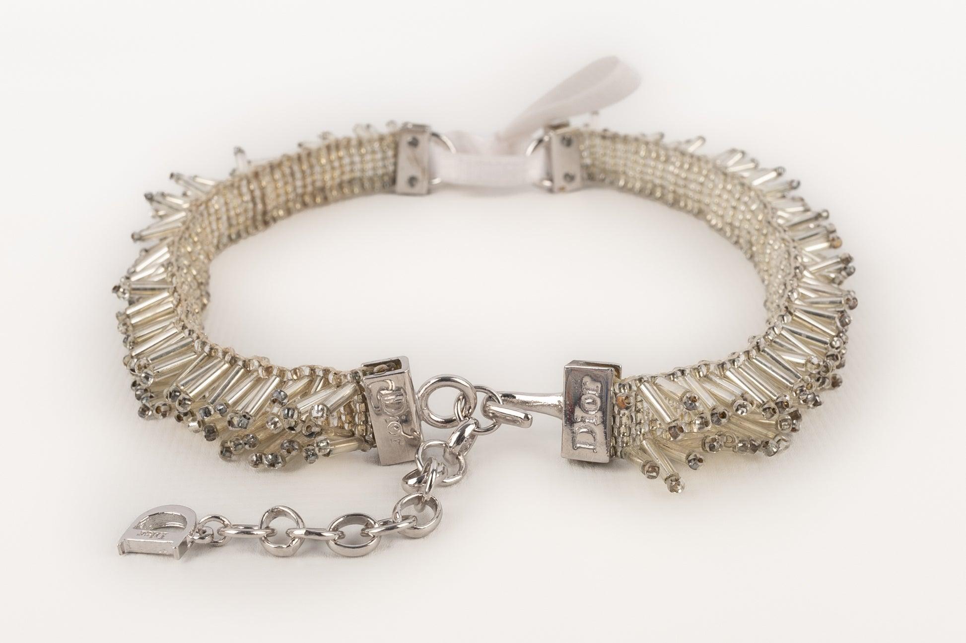 Collana girocollo in metallo argentato di Christian Dior in vendita 5