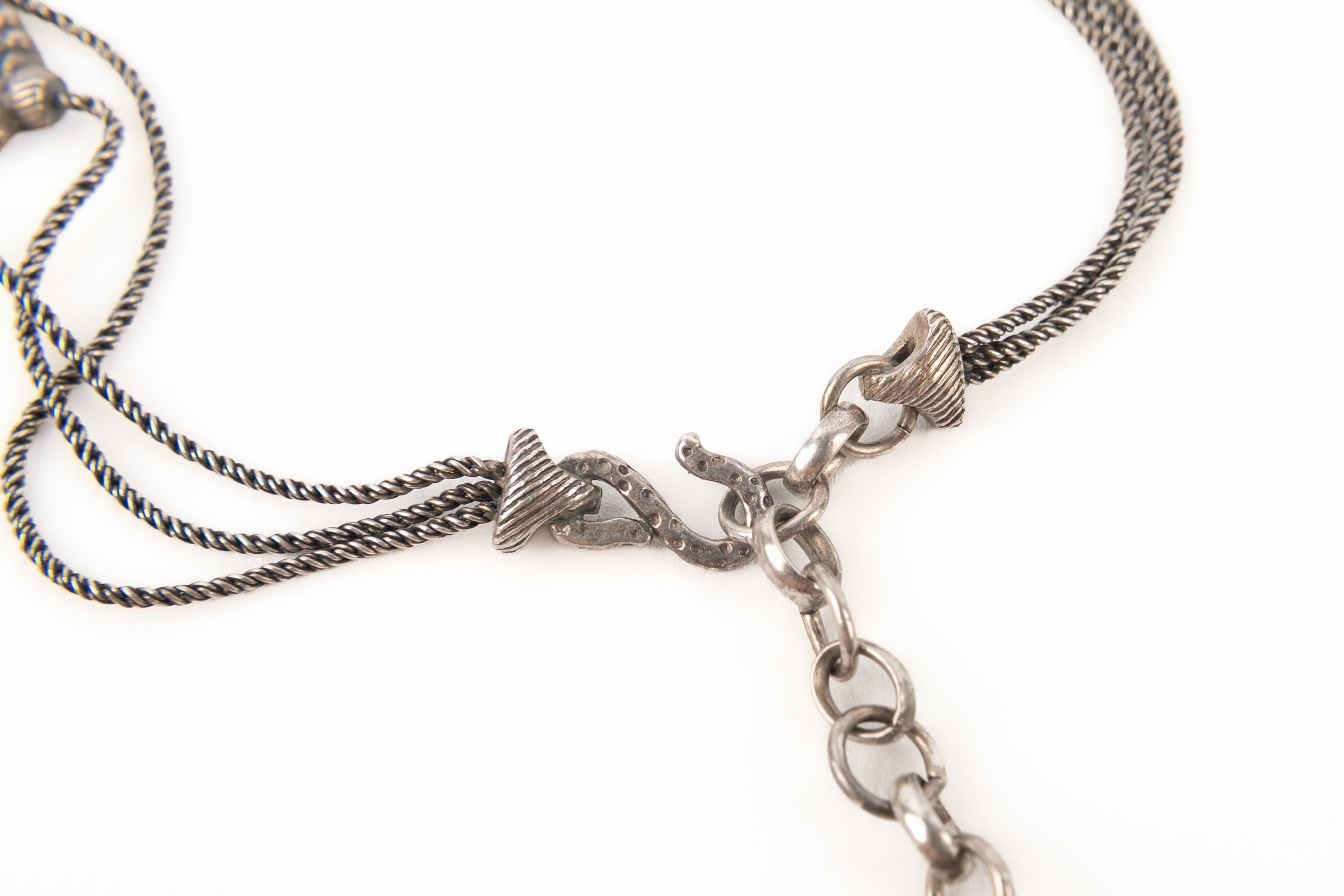 Collana girocollo in metallo argentato Christian Dior in vendita 6