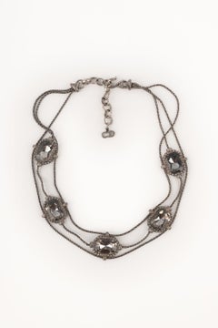 Christian Dior Silvery Metal Choker Necklace