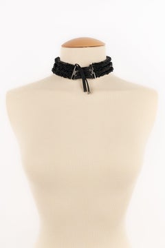 Christian Dior Silvery Metal Choker Necklace