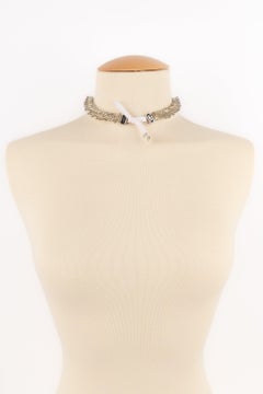 Christian Dior Silvery Metal Choker Necklace