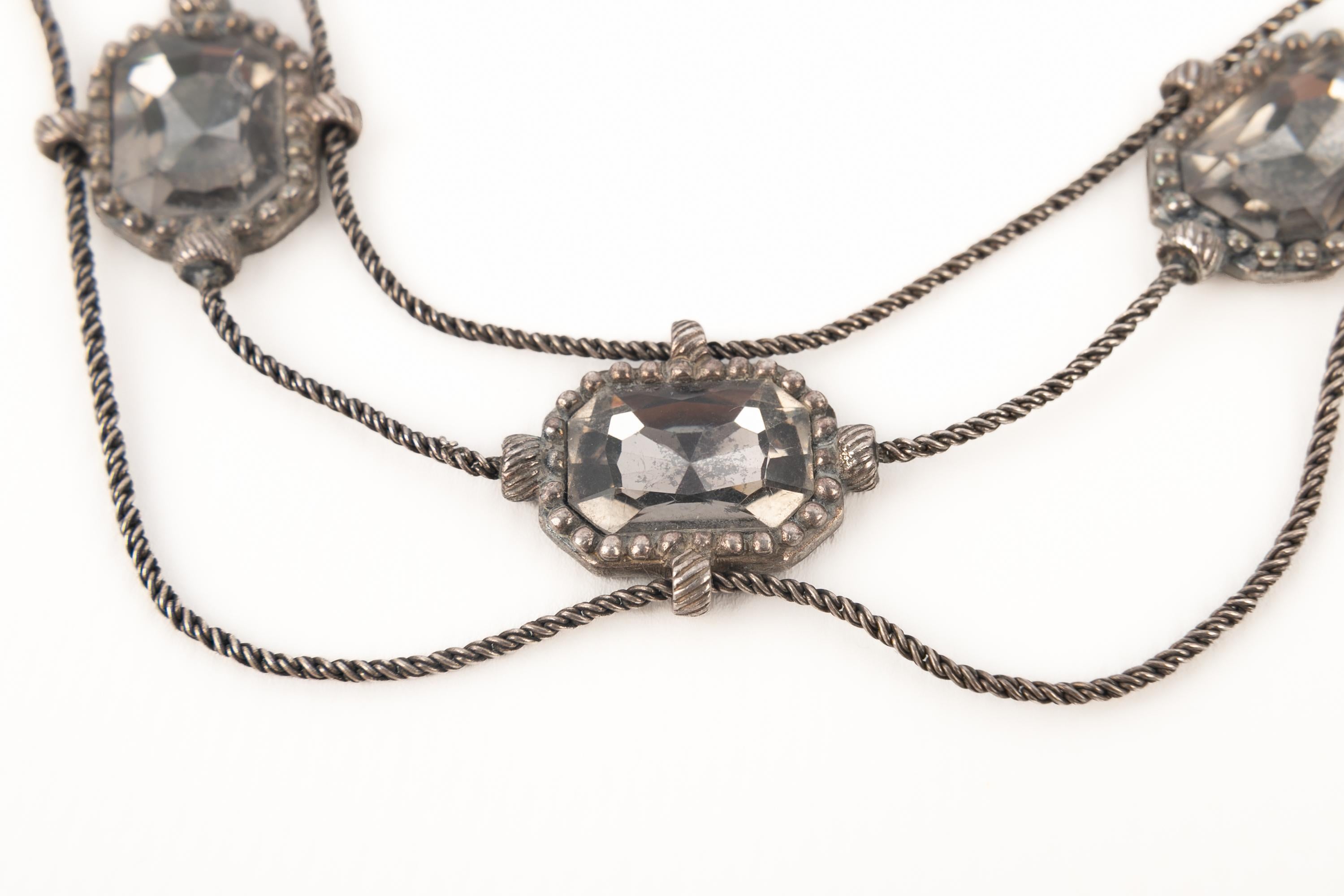 Collana girocollo in metallo argentato Christian Dior in vendita 1