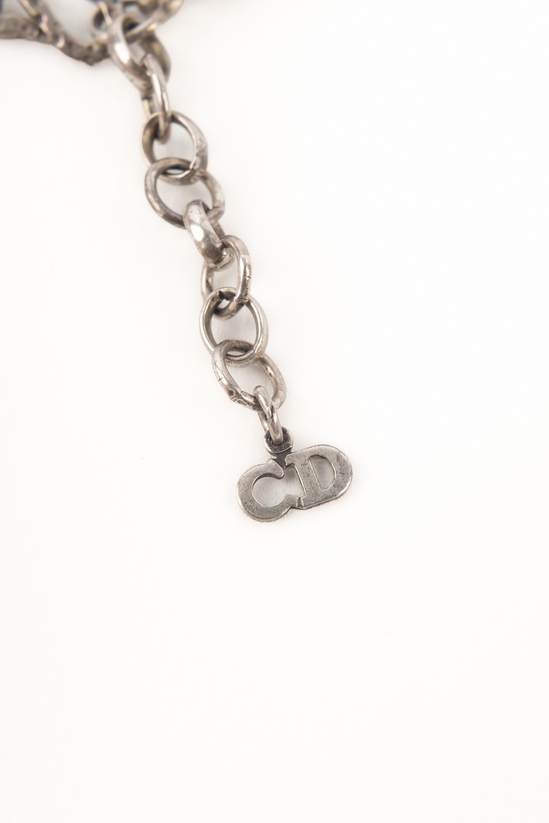 Collana girocollo in metallo argentato Christian Dior in vendita 4