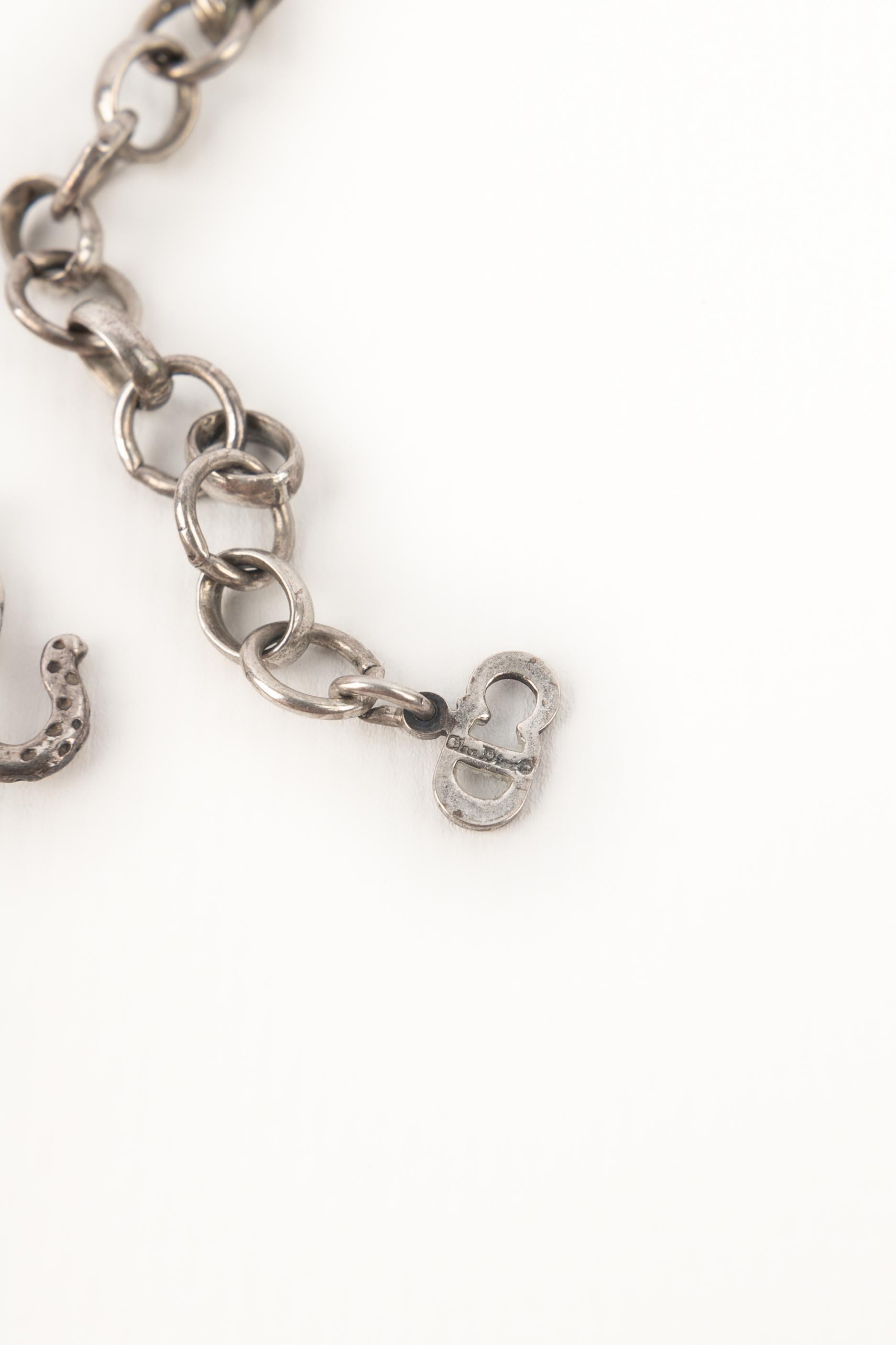 Collana girocollo in metallo argentato Christian Dior in vendita 5