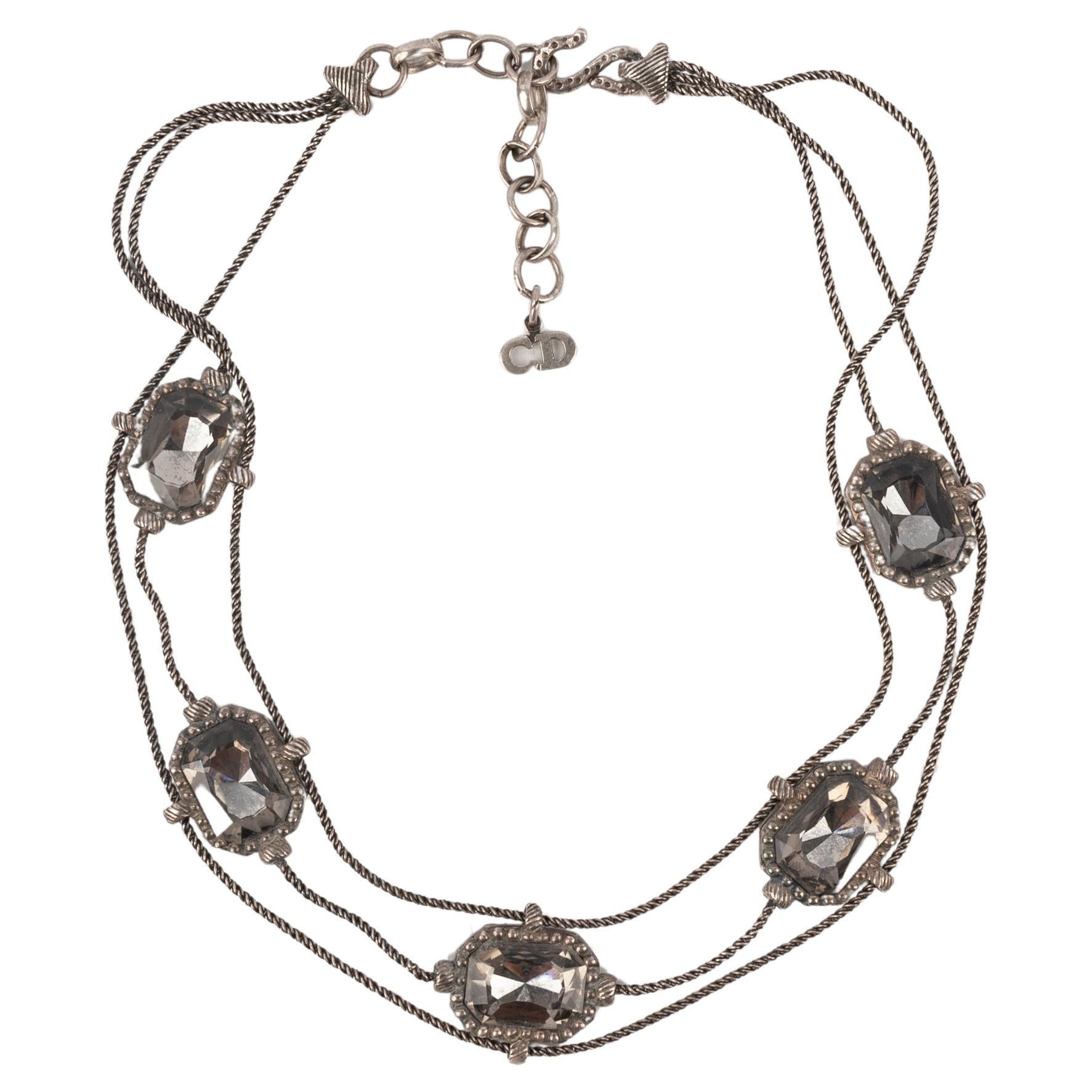 Collana girocollo in metallo argentato Christian Dior