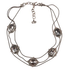 Christian Dior Silvery Metal Choker Necklace