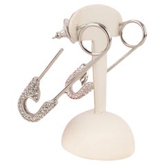 Christian Dior Silvery Metal 'Safety pin' Earrings