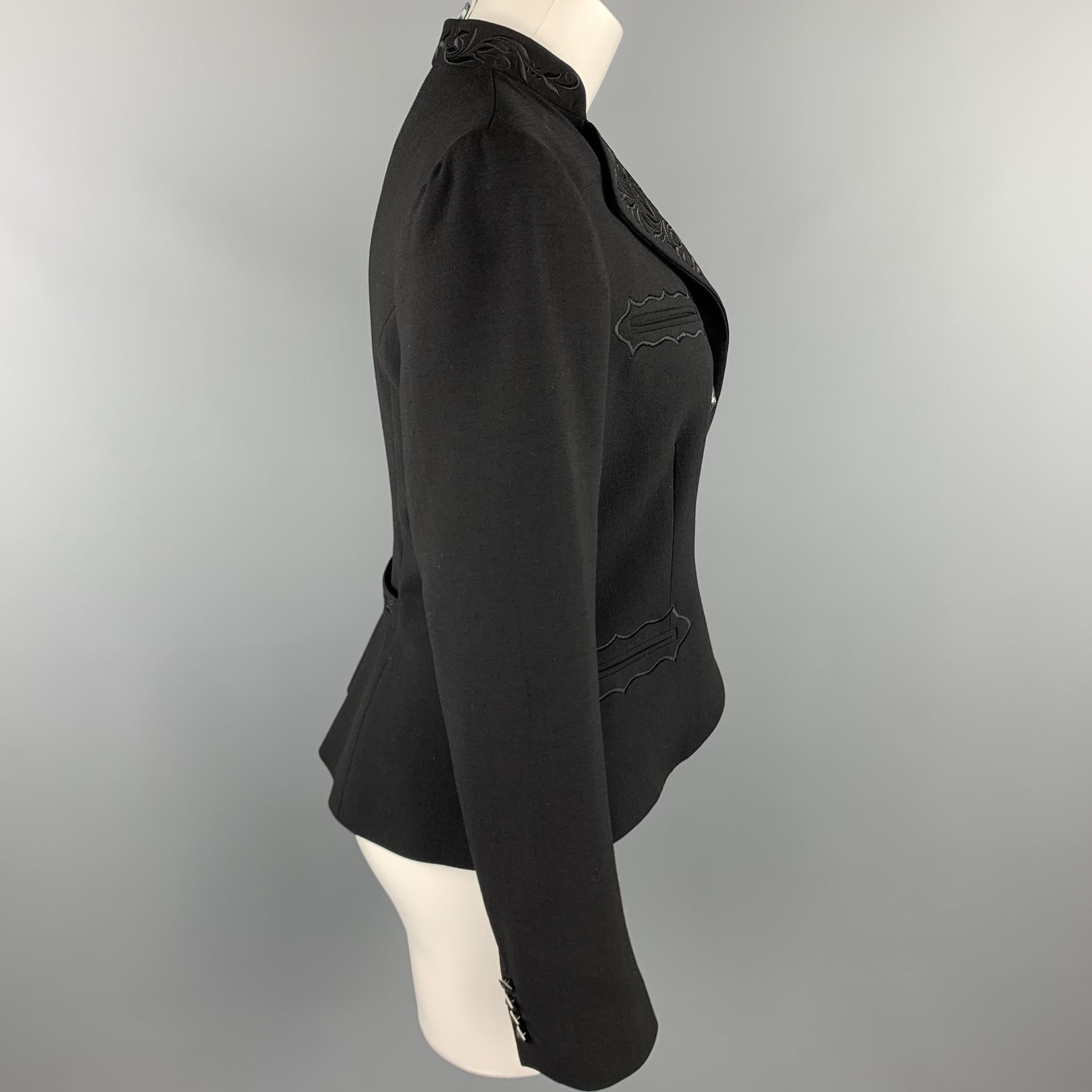 Black Crepe Velvet Trim Jacket at 1stDibs