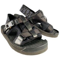 Christian Dior taglia 11 Sandali in nylon Monogram nero con cinturini