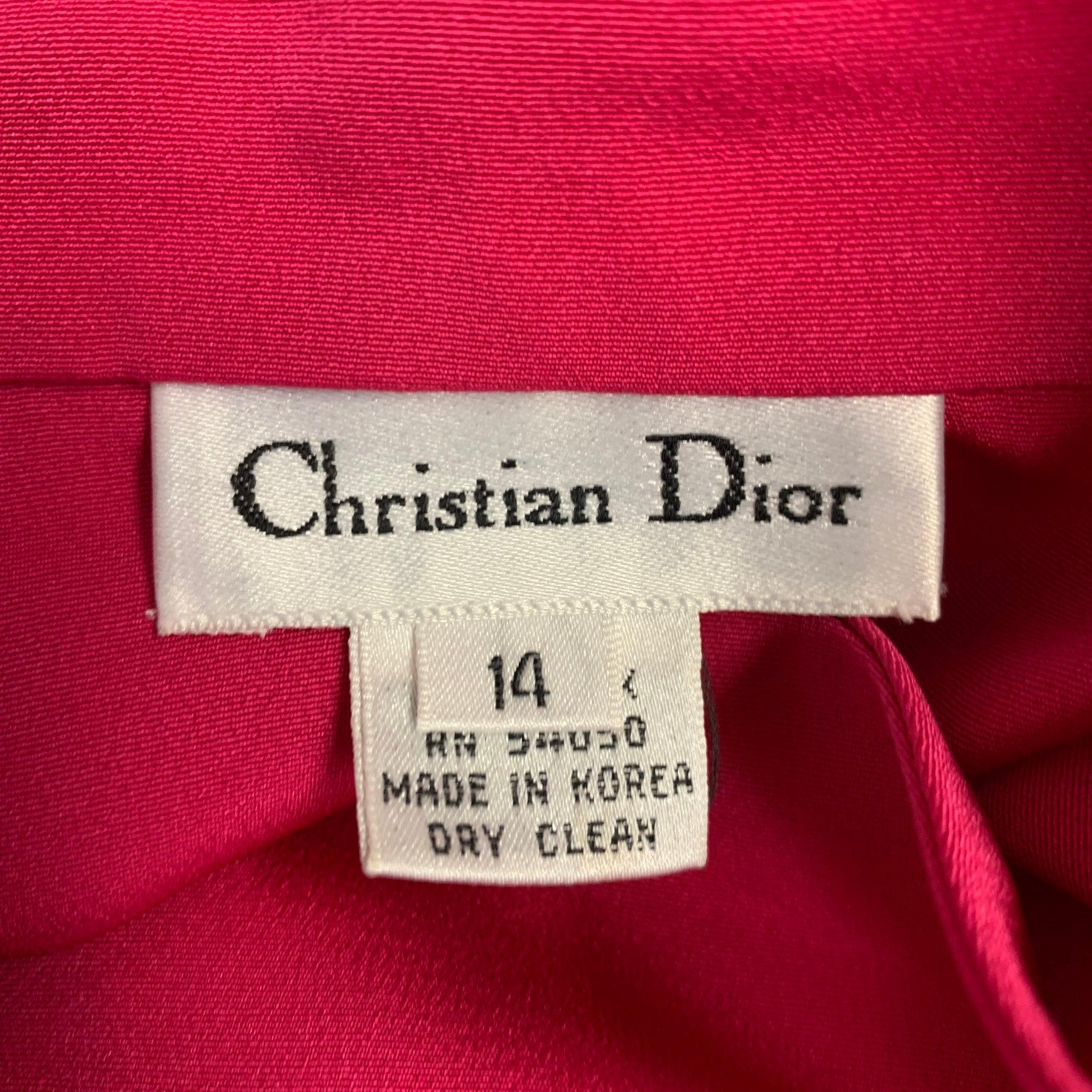 Women's CHRISTIAN DIOR Size 14 Pink Fuchsia Silk Padded Dress Top For Sale