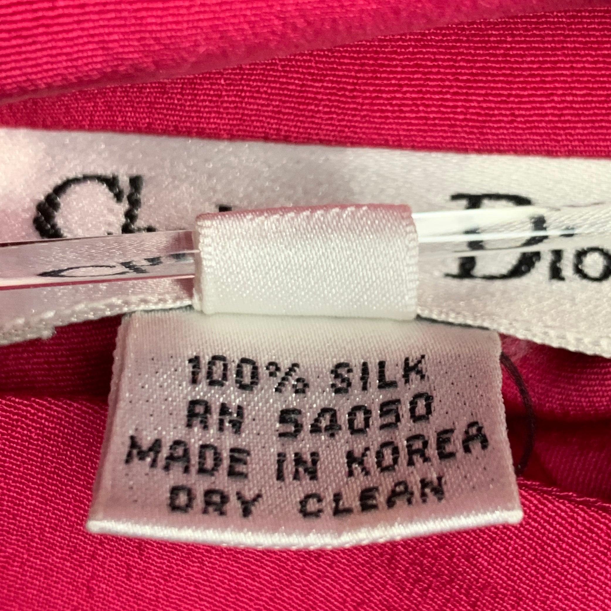 CHRISTIAN DIOR Size 14 Pink Fuchsia Silk Padded Dress Top For Sale 1