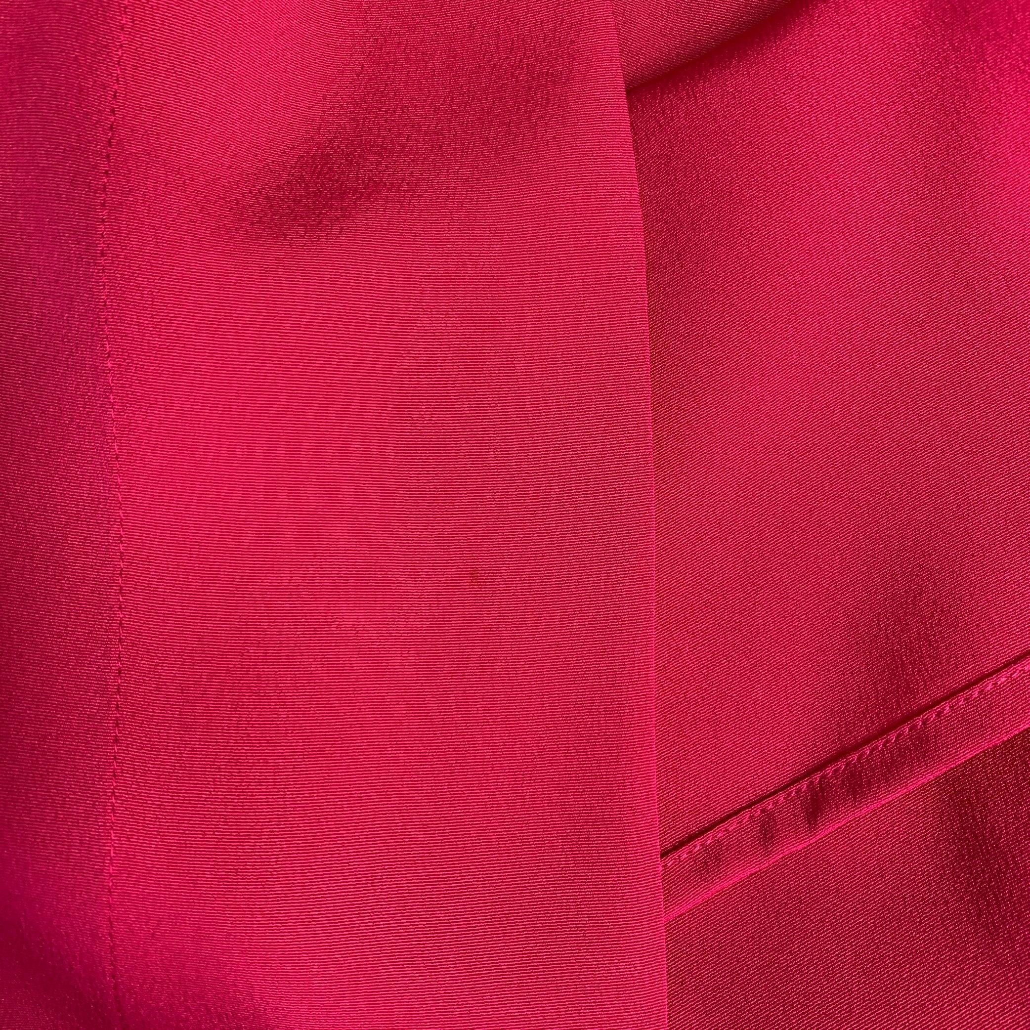 CHRISTIAN DIOR Size 14 Pink Fuchsia Silk Padded Dress Top For Sale 2