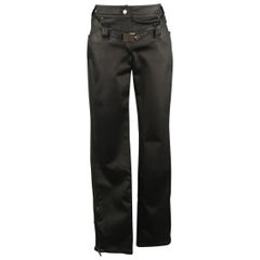 Vintage CHRISTIAN DIOR Size 2 Black Double Waistband Zip Leg Dress Pants