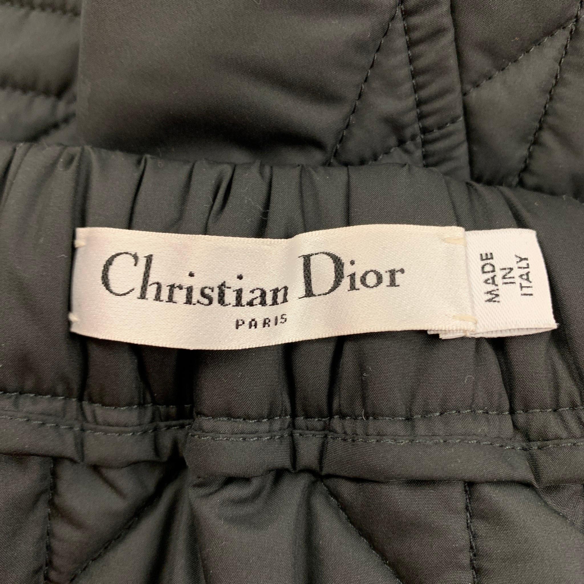 Women's CHRISTIAN DIOR Size 2 Black Quilted Polyester A-Line Mini Skirt
