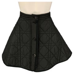 CHRISTIAN DIOR Size 2 Black Quilted Polyester A-Line Mini Skirt