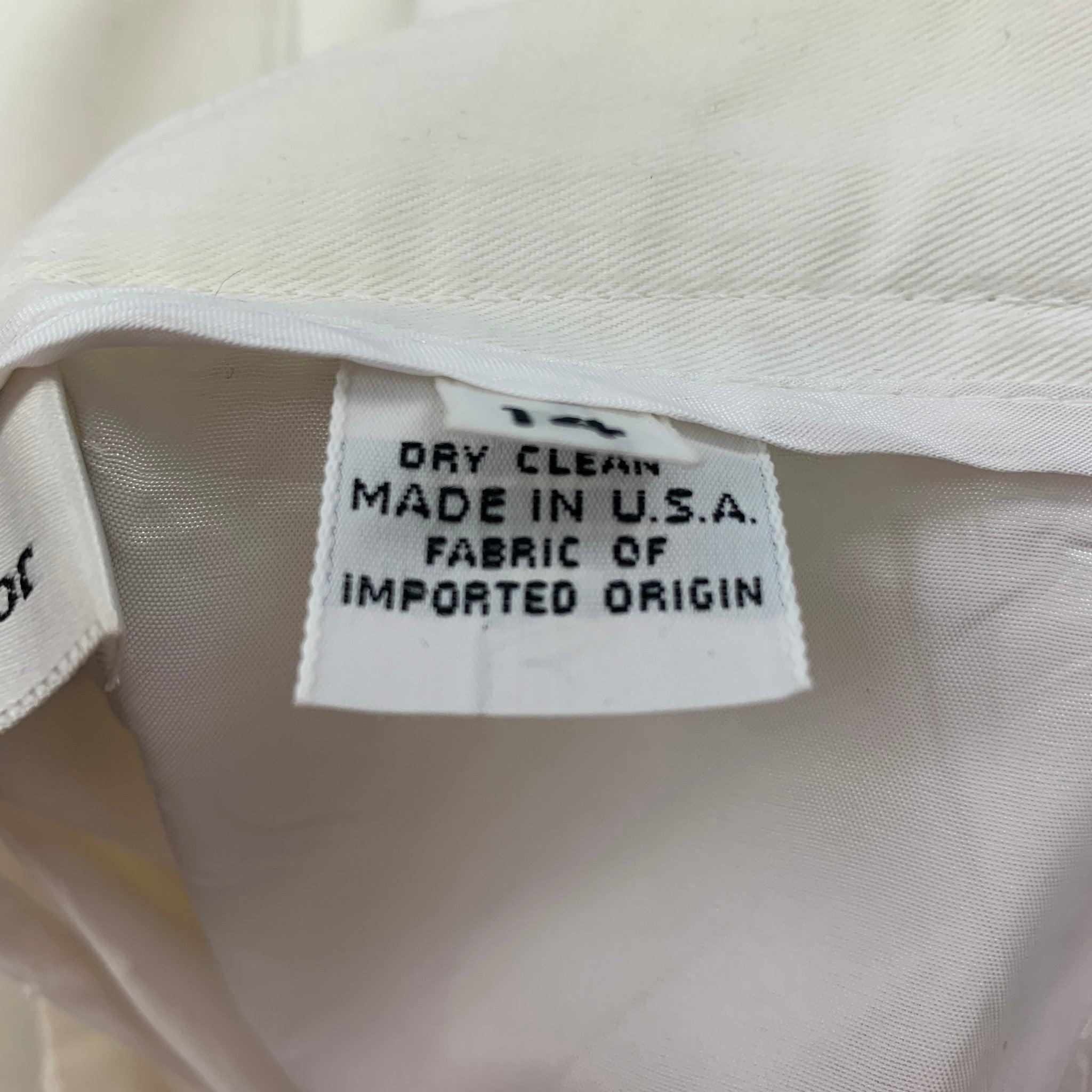 CHRISTIAN DIOR Size 31 White Pleated High Waisted Wide Leg Dress Pants In Good Condition For Sale In San Francisco, CA