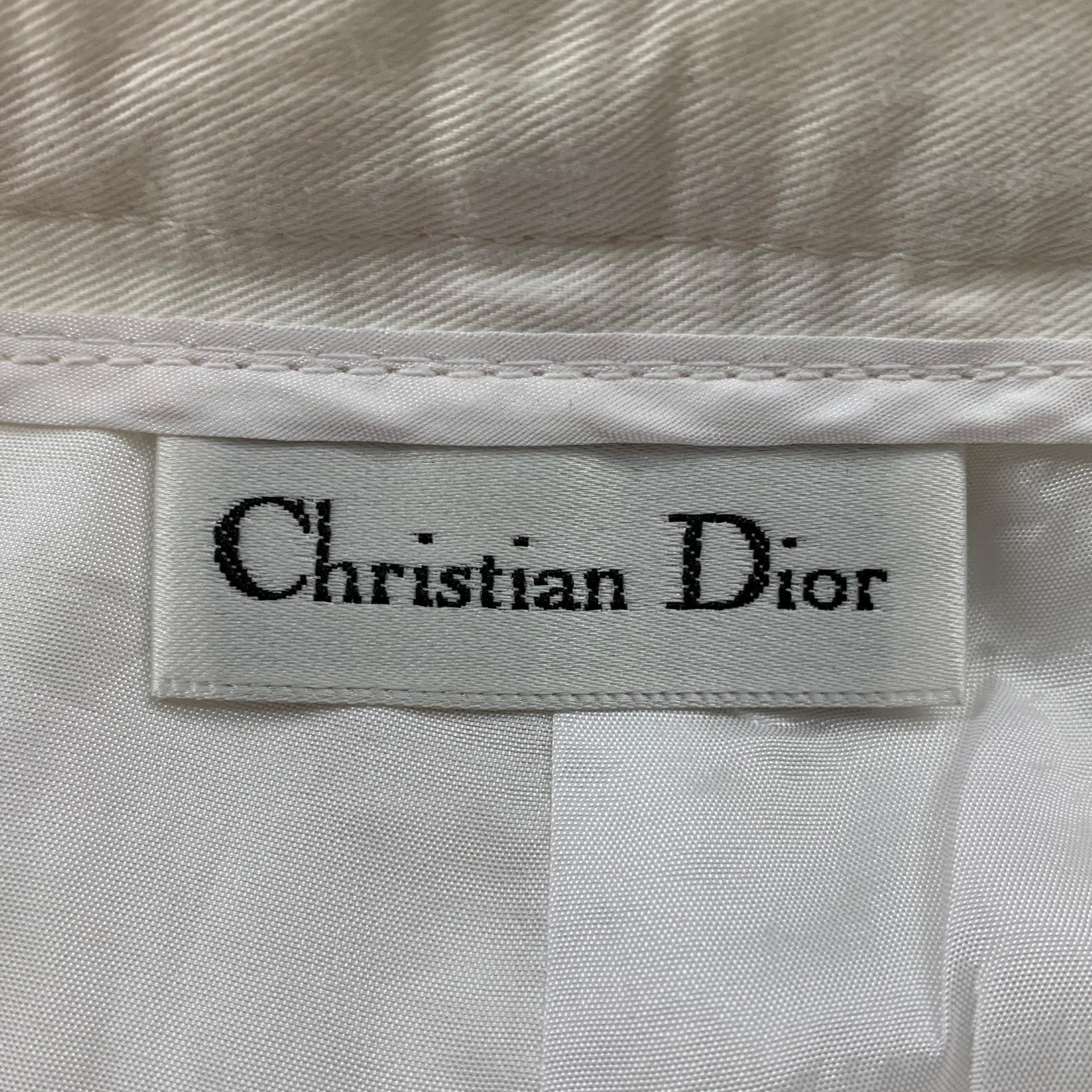 CHRISTIAN DIOR - Pantalon blanc plissé à taille haute et à jambes larges, taille 31 en vente 1