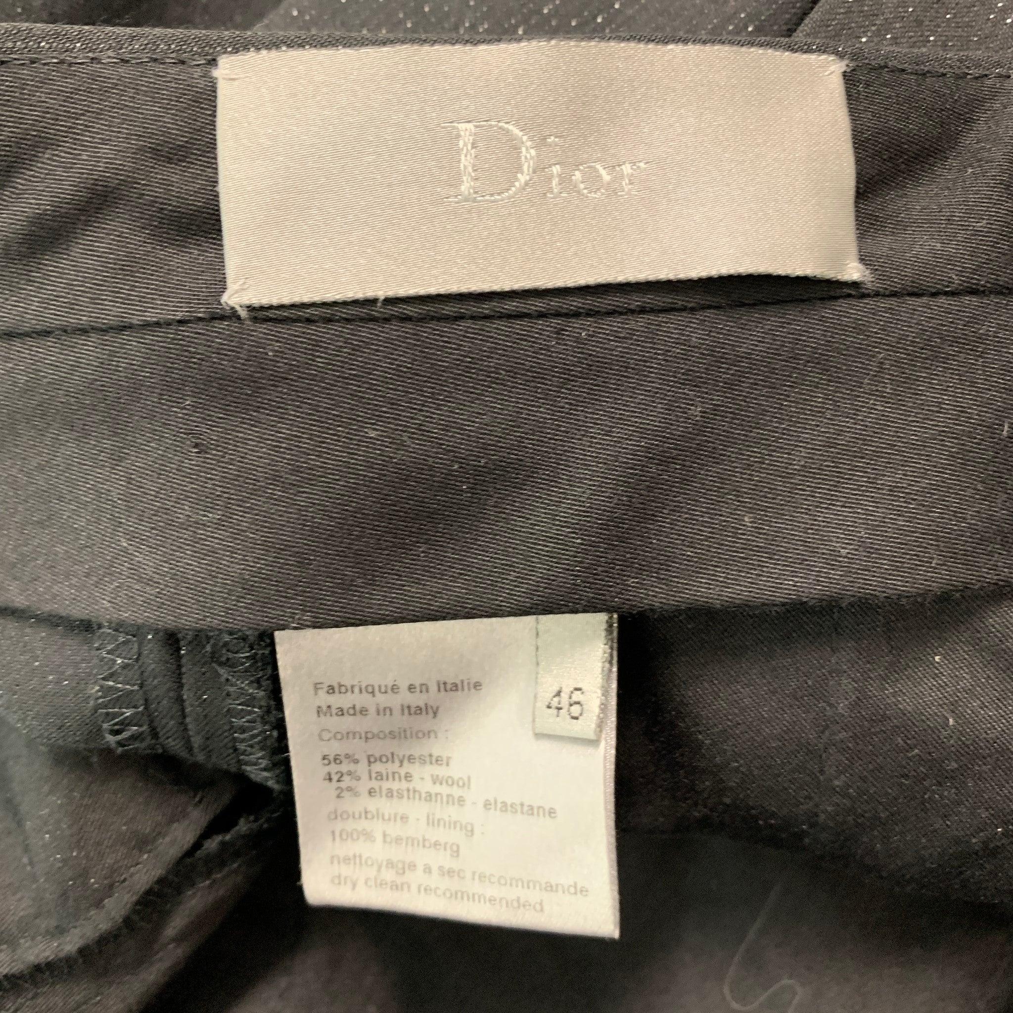 CHRISTIAN DIOR Size 36 Black Silver Shimmery Polyester Blend Suit For Sale 7