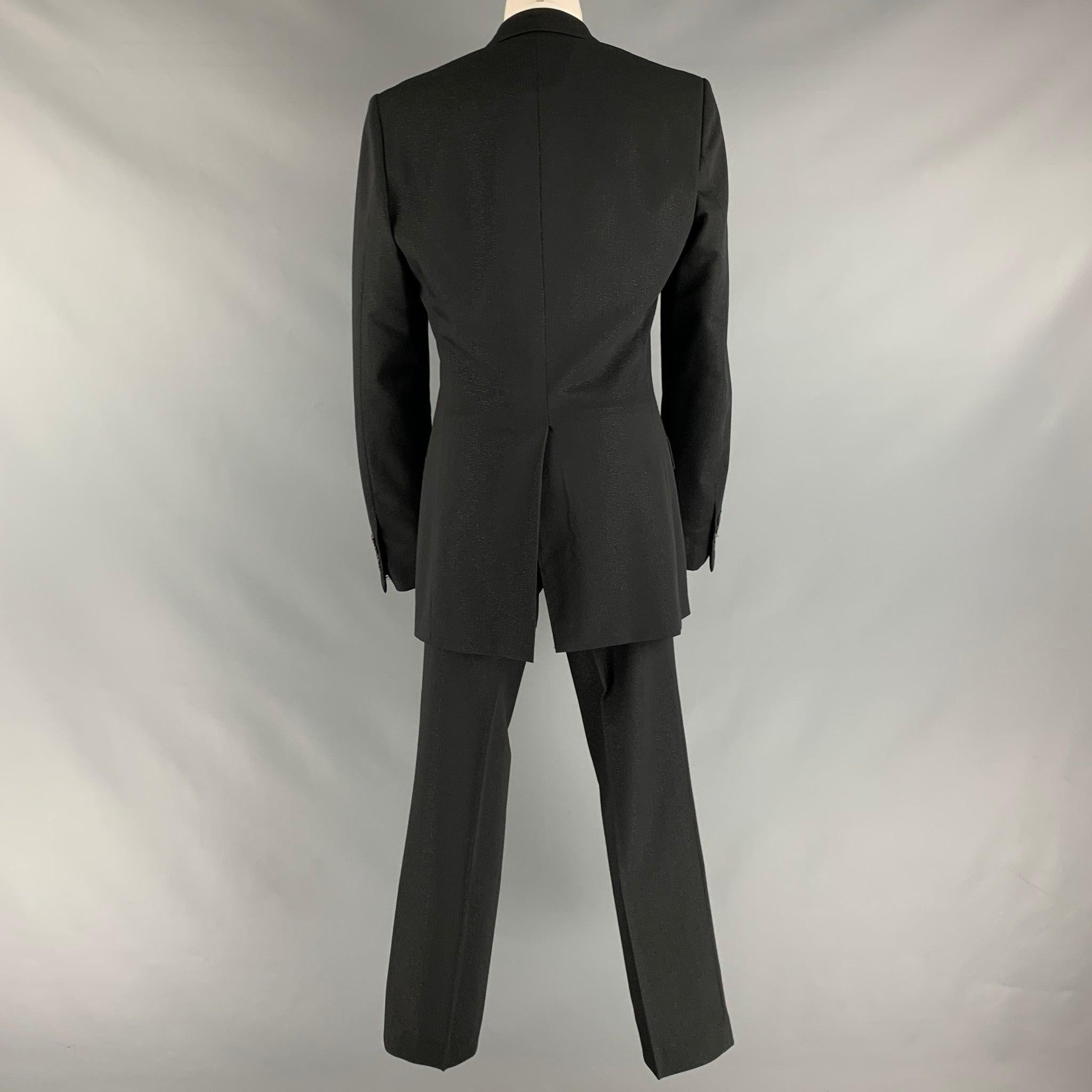 CHRISTIAN DIOR Size 36 Black Silver Shimmery Polyester Blend Suit For Sale 1